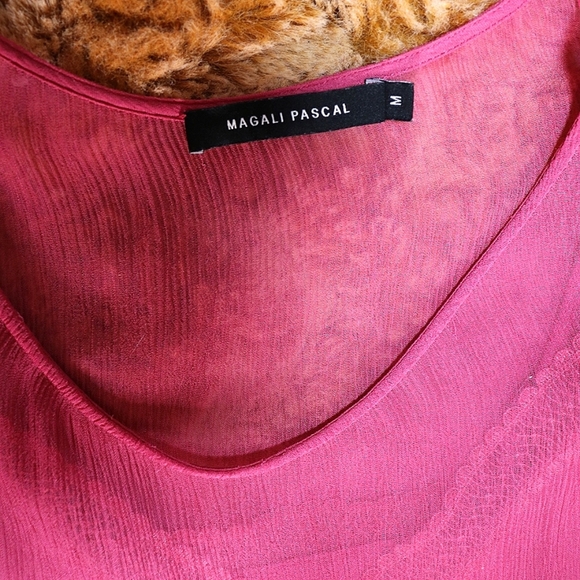 Anthropologie by MAGALI PASCAL Inez Midi Dress,Pink Medium,relaxed fit lace trim - Picture 7 of 12